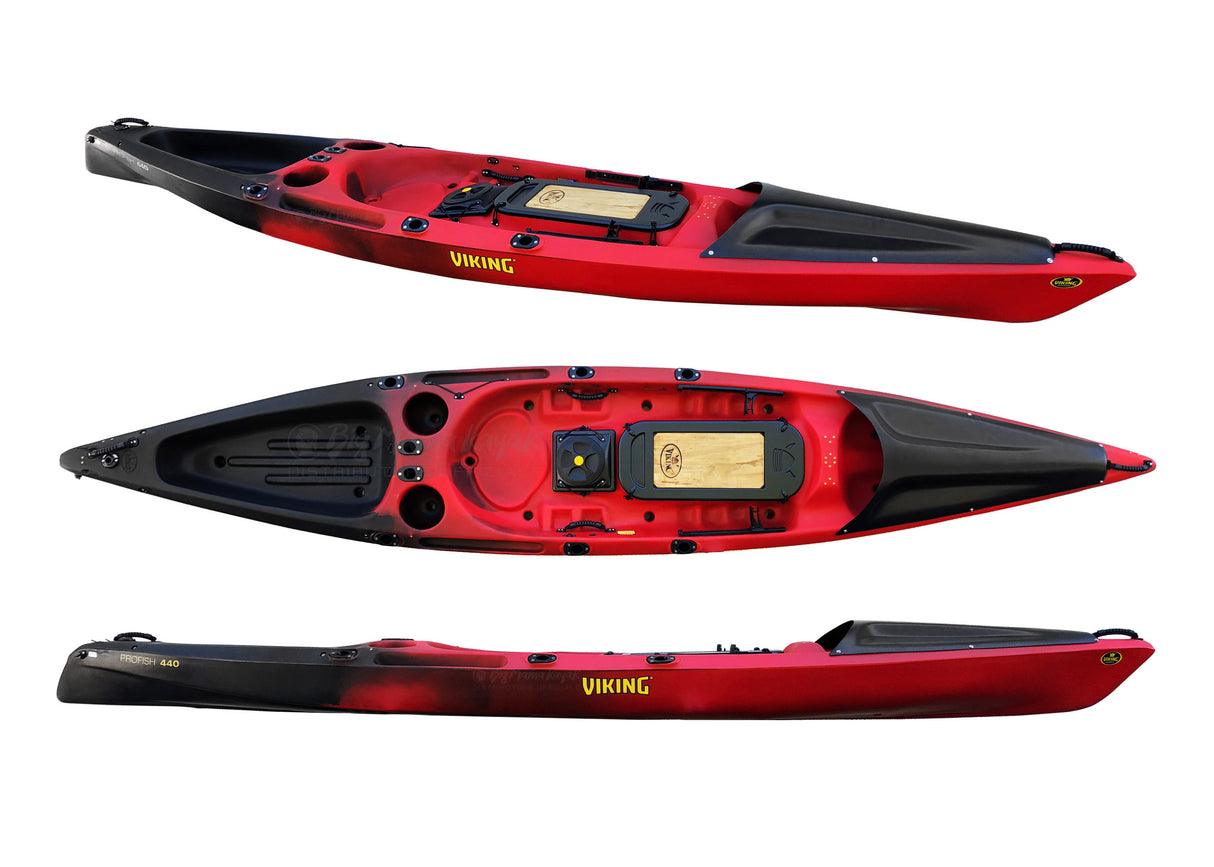 KAYAK PROFISH 440 LUNGHEZZA 437 CM - VIKING KAYAKS INCLUSO SEGGIOLINO E PAGAIA COLORE ROSSO