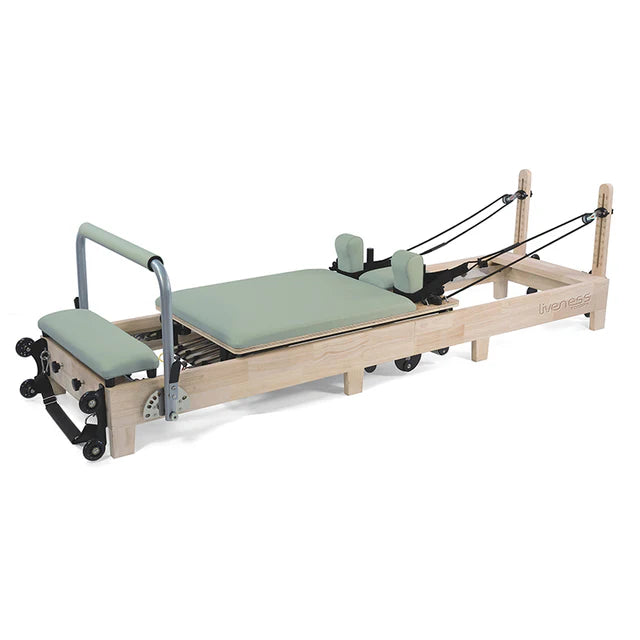Reformer in legno di quercia naturale pieghevole PTX 3000 Green Tea - Linea Lifeness di Toorx - Cod. PTX-3000G