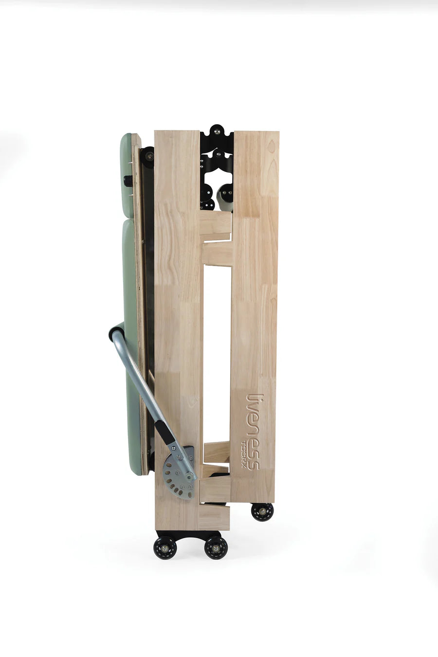 Reformer in legno di quercia naturale pieghevole PTX 3000 Green Tea - Linea Lifeness di Toorx - Cod. PTX-3000G