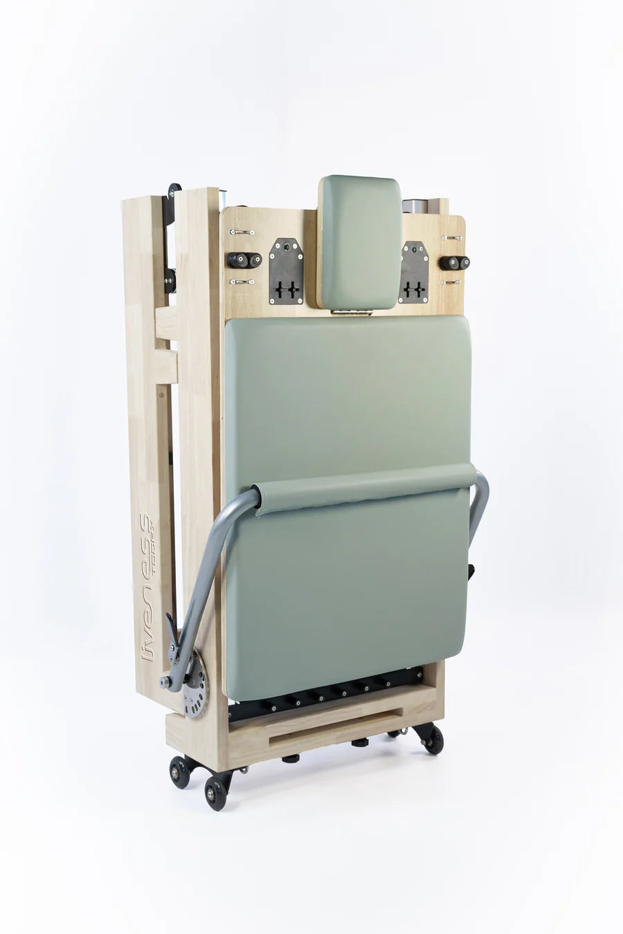 Reformer in legno di quercia naturale pieghevole PTX 3000 Green Tea - Linea Lifeness di Toorx - Cod. PTX-3000G