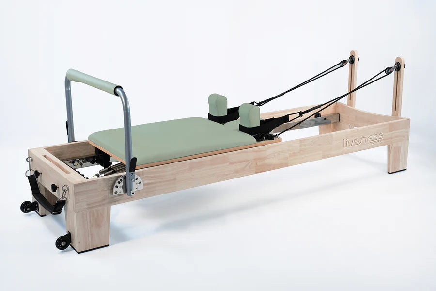 Reformer in legno di quercia naturale PTX 5000 Green tea- linea Lifeness di Toorx- Cod. PTX-5000