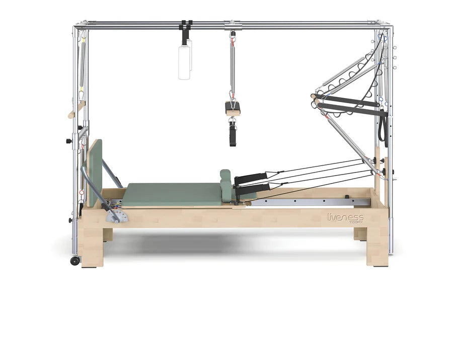 Cadillac Reformer in legno di quercia naturale PTX 6000 Green tea- linea Lifeness di Toorx- Cod. PTX-6000