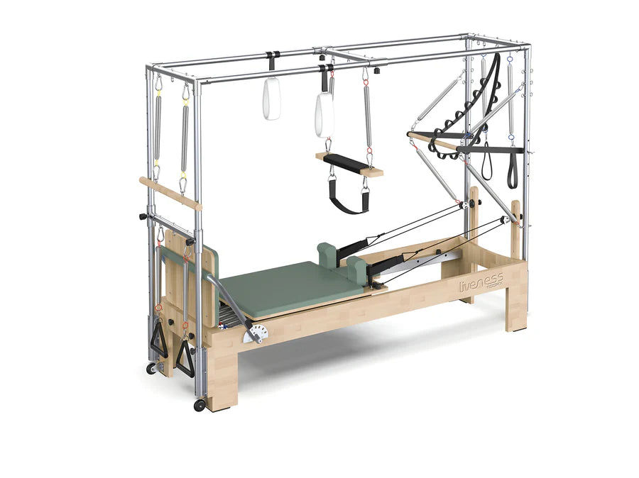 Cadillac Reformer in legno di quercia naturale PTX 6000 Green tea- linea Lifeness di Toorx- Cod. PTX-6000
