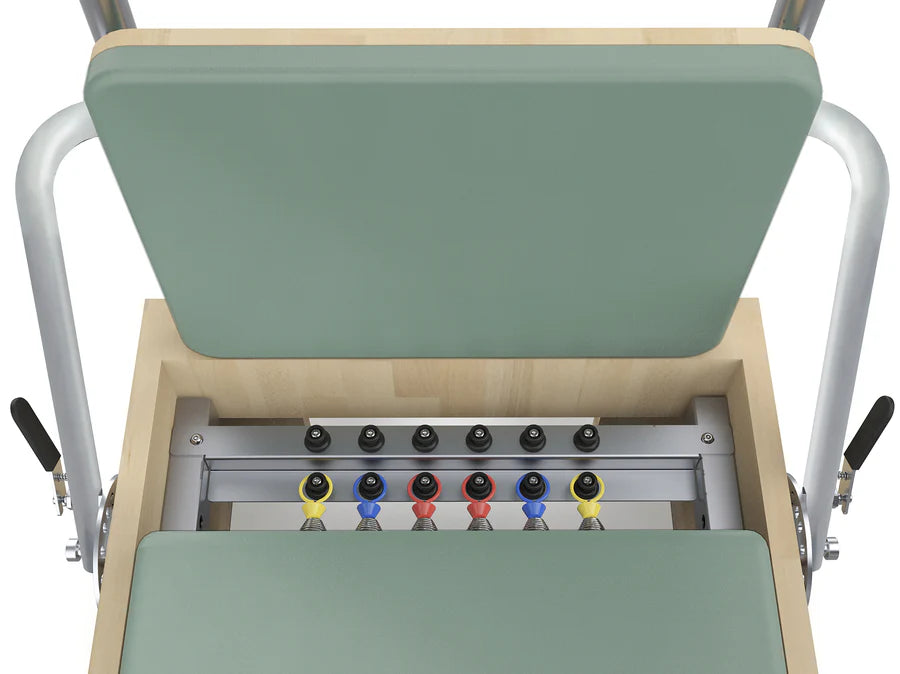 Cadillac Reformer in legno di quercia naturale PTX 6000 Green tea- linea Lifeness di Toorx- Cod. PTX-6000