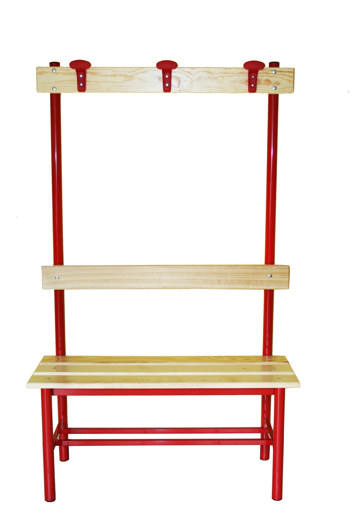 As1730/20 Panchina Spogliatoi Con Seduta, Schienali E Appendiabiti, In Tubo Di Acciaio Sez. 40 Mm Da 1 Metro