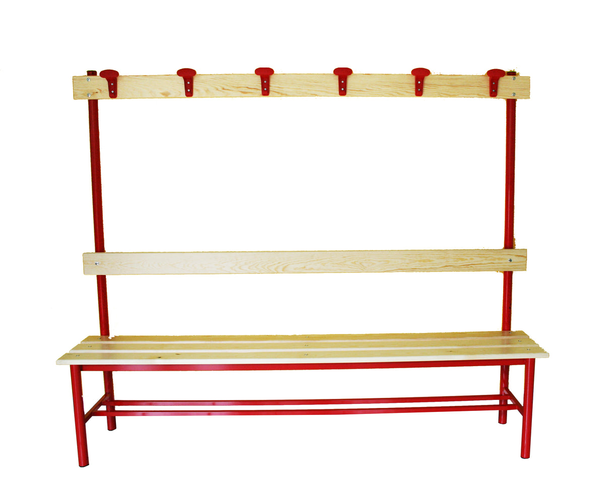 As1704/4 Panchina Spogliatoi Con Seduta, Schienale E Appendiabiti In Tubo Di Acciaio Sez. 40 Mm Da 2 Metri