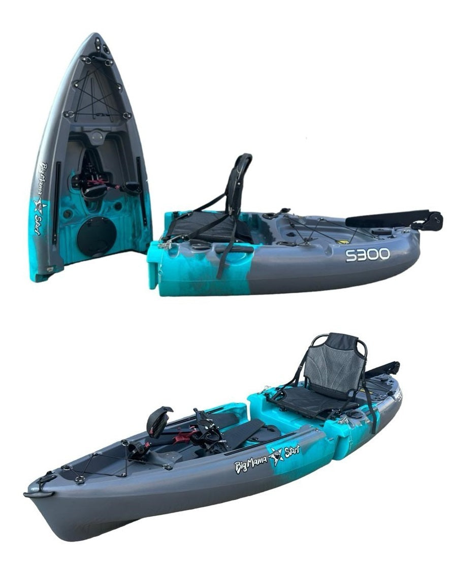 Kayak divisibile a pedali con pinne BIG MAMA START S300 colore BLUE GRAY