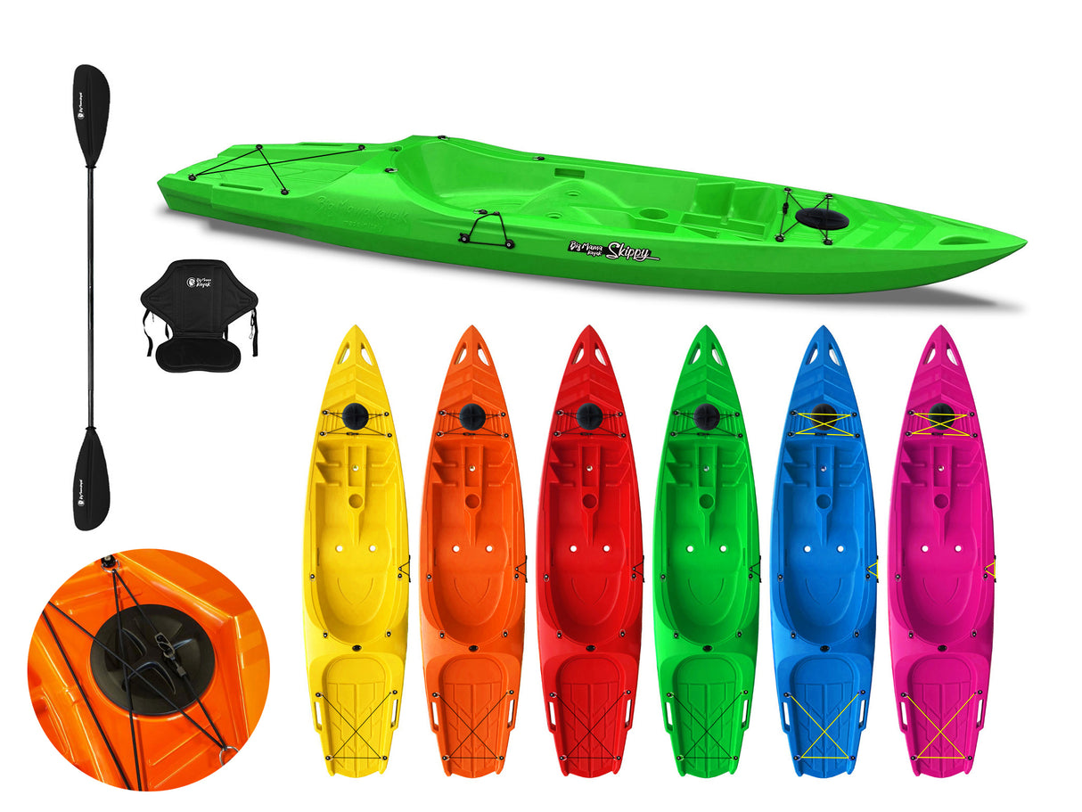 KAYAK MONOPOSTO SKIPPY 2.0 EXPEDITION BIG MAMA KAYAK CANOA DA 305 KAYAK CON 1 POSTO ADULTO + 1 POSTO BAMBINO + 1 PAGAIA + SEGGIOLINO (FULL PACK)