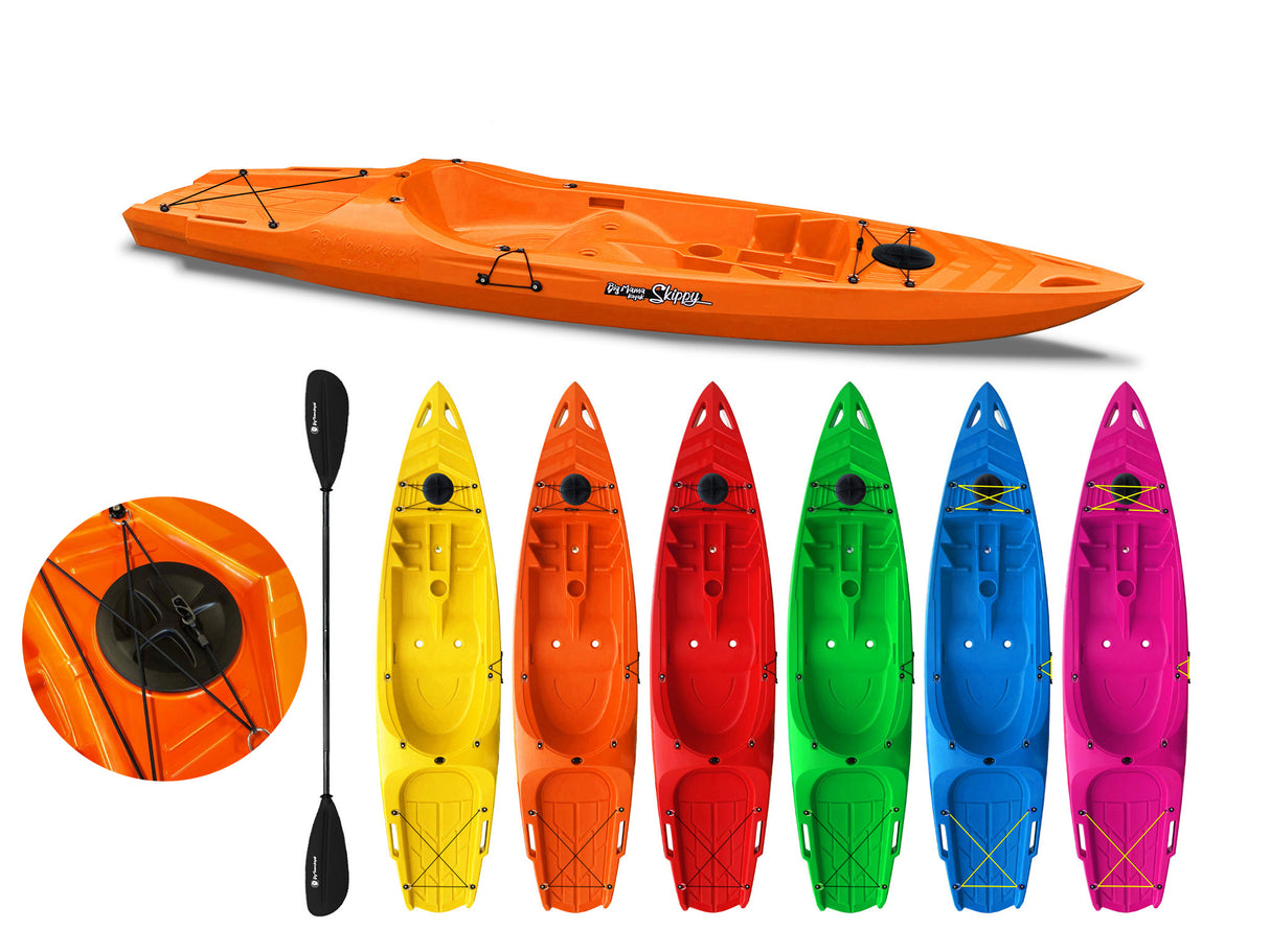 KAYAK MONOPOSTO SKIPPY 2.0 EXPEDITION BIG MAMA KAYAK 305 CM CON 1 POSTO ADULTO + 1 POSTO BAMBINO + 1 PAGAIA (PACK 1)