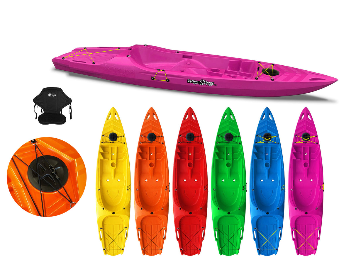 KAYAK MONOPOSTO SKIPPY 2.0 EXPEDITION BIG MAMA KAYAK CANOA 305 CM 1 POSTO ADULTO + 1 POSTO BAMBINO + 1 SEGGIOLINO (PACK 2)
