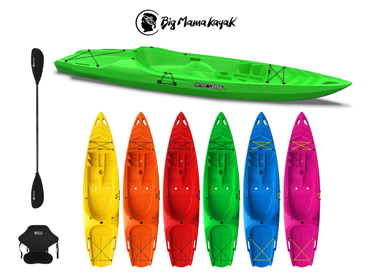 KAYAK MONOPOSTO SKIPPY 2.0 BIG MAMA KAYAK CANOA 305 CM CON 1 POSTO ADULTO + 1 POSTO BAMBINO + PAGAIA + SEGGIOLINO (FULL PACK)
