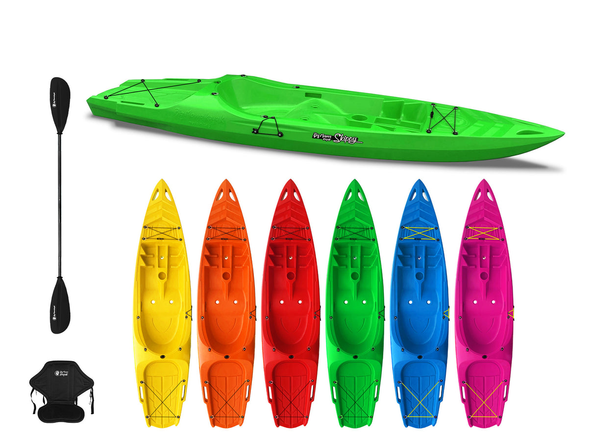 KAYAK MONOPOSTO SKIPPY 2.0 BIG MAMA KAYAK CANOA 305 CM CON 1 POSTO ADULTO + 1 POSTO BAMBINO + PAGAIA + SEGGIOLINO (FULL PACK)