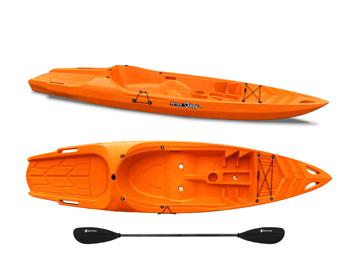 Kayak 1 posto Skippy 2.0 Big mama kayak - canoa 305 cm con 1 posto adulto + 1 posto bambino + pagaia (PACK 1) - ARANCIONE