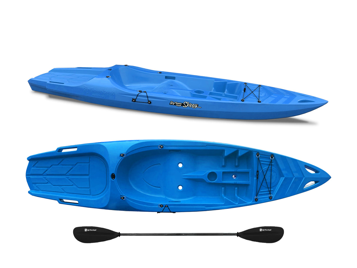 Kayak 1 posto Skippy 2.0 Big mama kayak - canoa 305 cm con 1 posto adulto + 1 posto bambino + pagaia (PACK 1) - AZZURRO