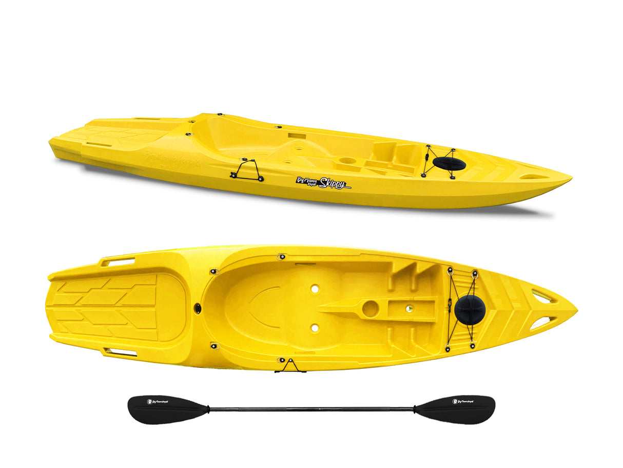 Kayak 1 posto Skippy 2.0 Expedition Big mama Kayak - Canoa 305 cm con 1 posto adulto + 1 posto bambino + pagaia (PACK 1) - GIALLO