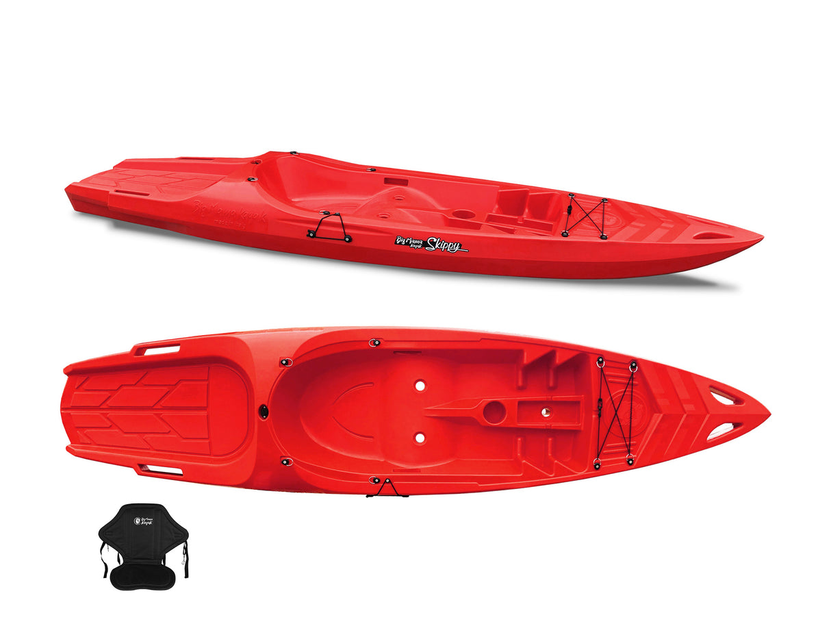 Canoa monoposto Skippy 2.0 Big mama kayak - Kayak 305 cm con 1 posto adulto + 1 posto bambino + seggiolino (PACK 2) - ROSSO