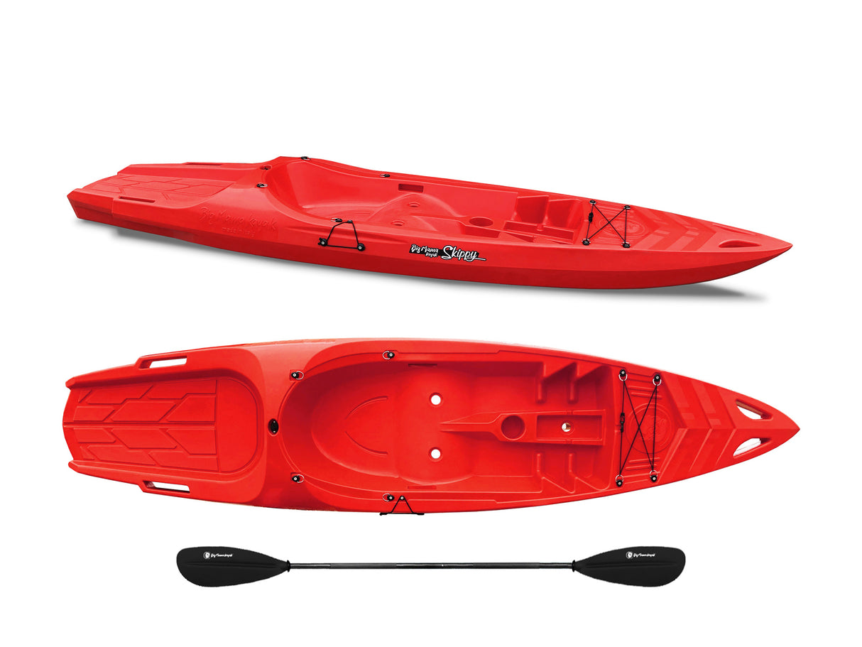 Kayak 1 posto Skippy 2.0 Big mama kayak - canoa 305 cm con 1 posto adulto + 1 posto bambino + pagaia (PACK 1) - ROSSO