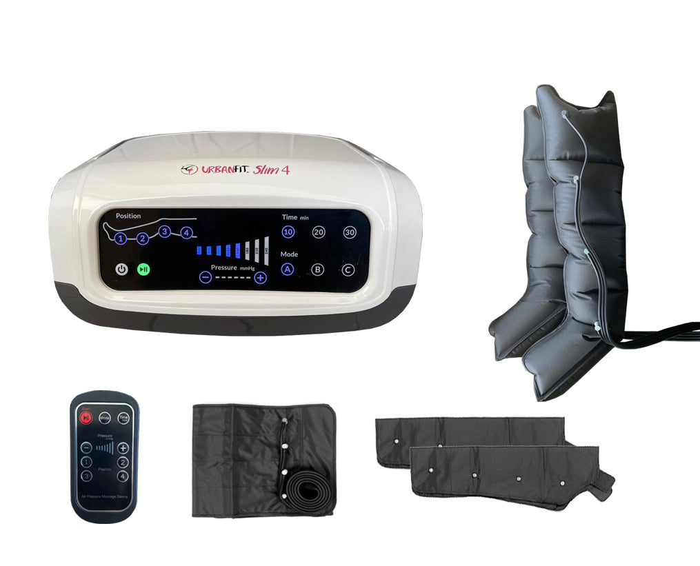 Promo Slim 4 Apparecchio Pressoterapia Con 3 Programmi + 2 Gambali + 2 Bracciali + Fascia Addominali/glutei + Con Telecomando ( Full Pack) Linea Urban Fit