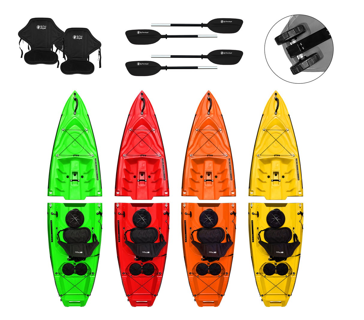 Kayak smontabile Split 1 Big Mama kayak con 2 ruote e 1 gavone, 1 seggiolino, 1 pagaia