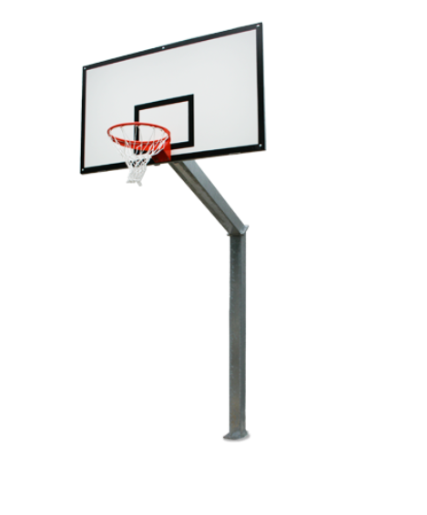 Ab1302/6 Coppia impianto basket monotubolare sbalzo cm 220 con piastra, sbalzo cm.220. CERTIFICATO A NORMA UNI EN 1270