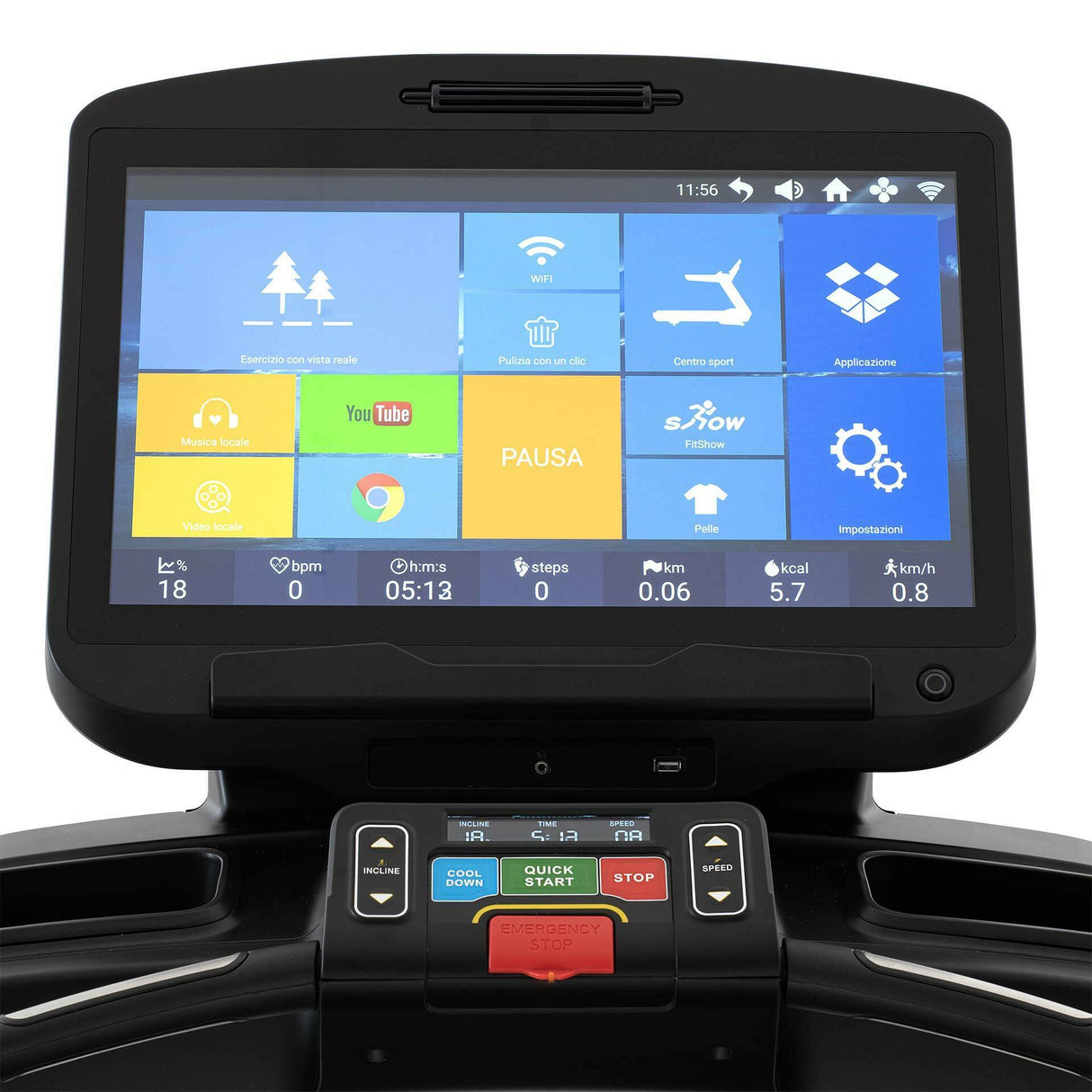 T-96 Tapis Roulant ampia dimensione: 60 x 165 cm ammortizzata da 6 elastomeri. Nastro autolubrificante. - Prodotto Professionale linea Cardio DIAMOND - Cod.T96