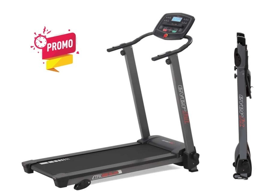 Tapis Roulant TFK-155 SLIM Salvaspazio Inclinazione Manuale Linea Everfit Salva Spazio Velocità; 0,8 - 14,0 Km/h Piano di corsa 40 x 122 cm Peso max utente 100 kg Tappeto Elettrico Palestra