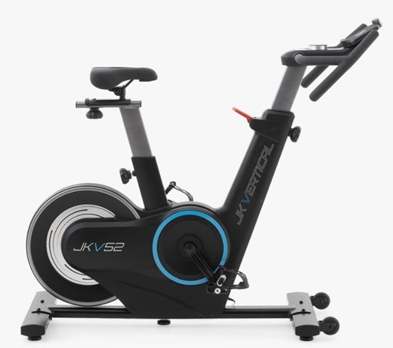 JK FITNESS Gym Bike Elettromagnetica JKV52 con fascia cardio - trasmissione a cinghia -compatibile con Kinomap e Zwift - volano 22 kg - peso max utente 150 kgcod.JKV52