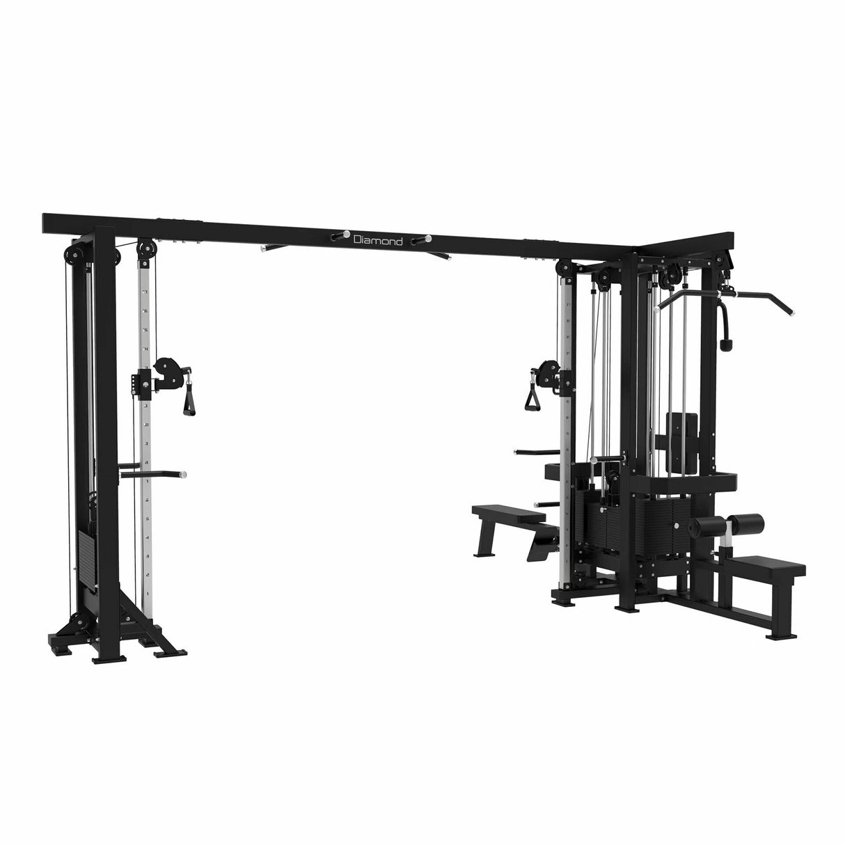 Jungle - 5 Multiatation - weight stack low row: 100 kg, Lat Pulldown; 100 Kg, Crossover:2x 80 kg, Triceps: 80 Kg- Linea Diamond cod. WS-JUNGLE5ONE