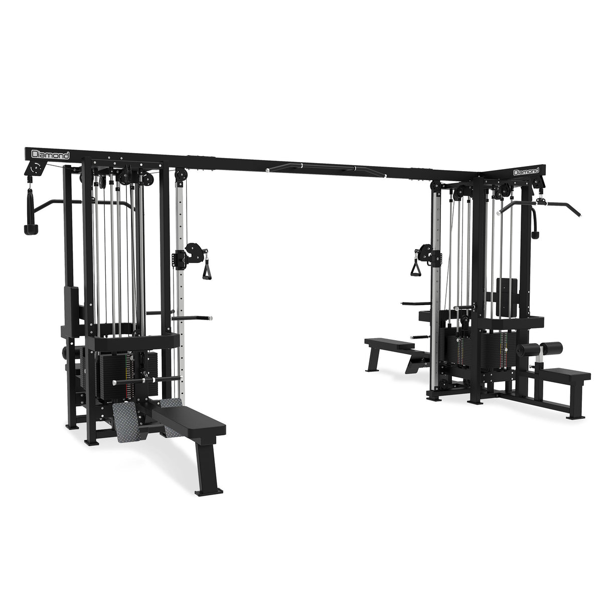 Jungle - 8 Multiatation - weight stack low row: 100 kg, lat Pulldown; 100 Kg, Lat Pulldown:100 kg, Crossover:2x80 kg,Triceps:80 kg - Linea Diamond cod. WS-JUNGLE8ONE