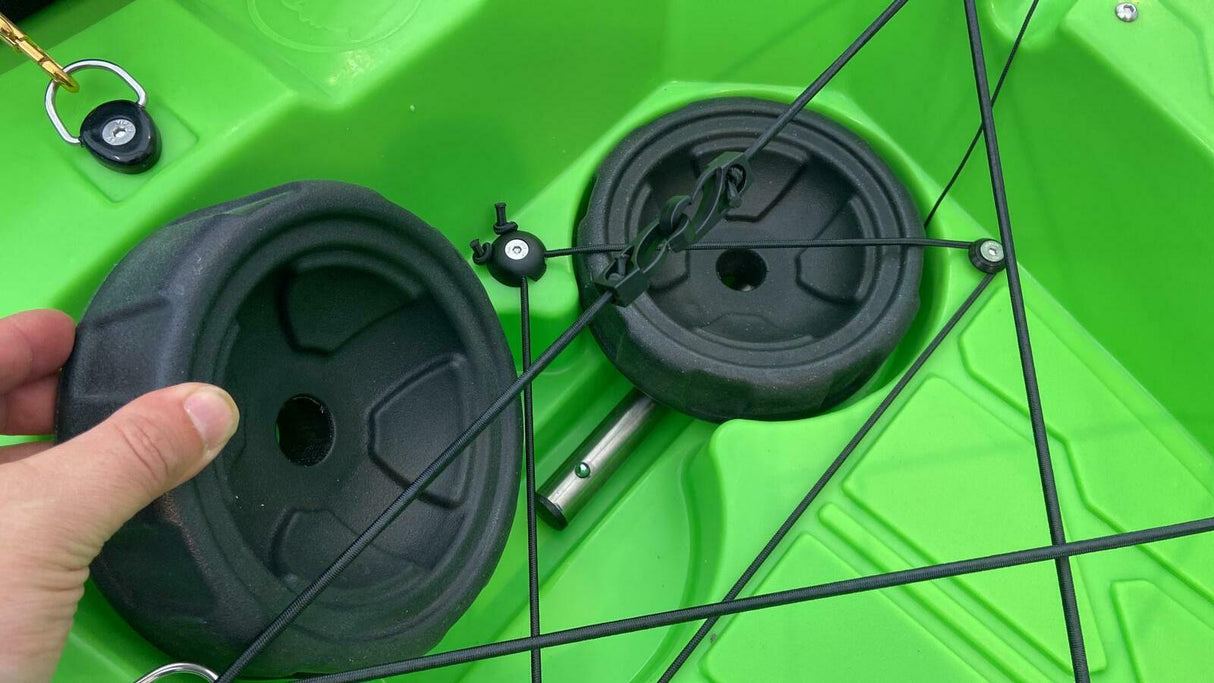 MOJITO FISHING BIG MAMA KAYAK CANOA 2 + 1 posti, 380 Cm + 2 pagaie + 2 Seggiolini + 2 Gavoni + 2 ruote integrate + 4 portacanne (FULL PACK)