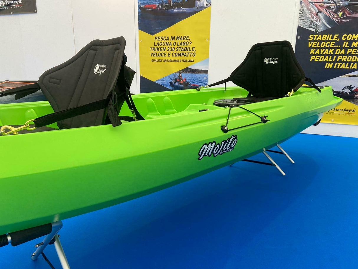 MOJITO BIG MAMA KAYAK canoa con 2 + 1 Posti, 380 Cm + 2 Gavoni + 2 ruote integrate + 2 Pagaie + 2 Seggiolini (FULL PACK)