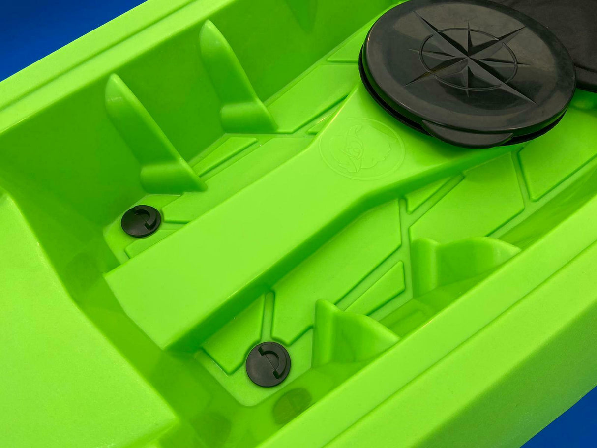 MOJITO FISHING BIG MAMA KAYAK CANOA 2 + 1 posti, 380 Cm + 2 pagaie + 2 Seggiolini + 2 Gavoni + 2 ruote integrate + 4 portacanne (FULL PACK)