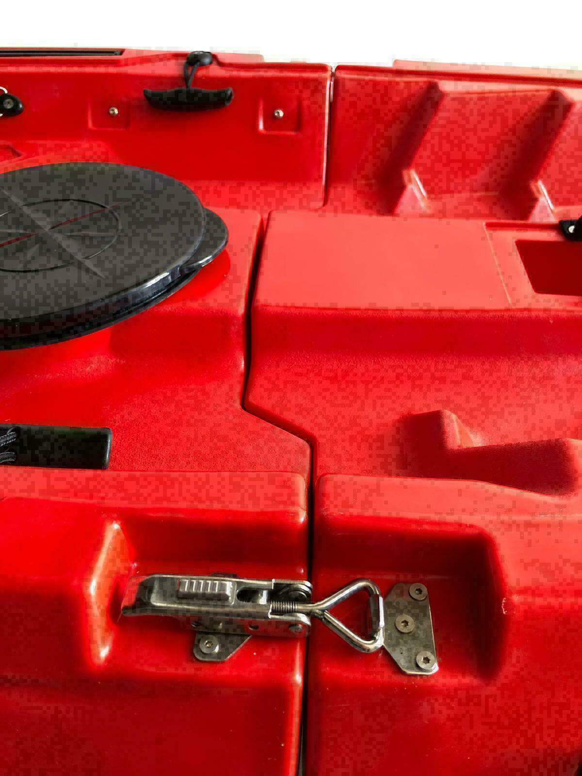 kayak divisibile Split 1 Fishing Big Mama kayak, canoa modulare, si monta in 30 secondi, con 2 portacanne (rosso)