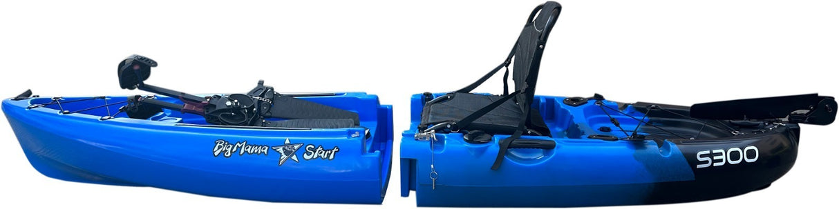 Kayak divisibile a pedali con pinne BIG MAMA START S300 + 2 portacanne orientabili