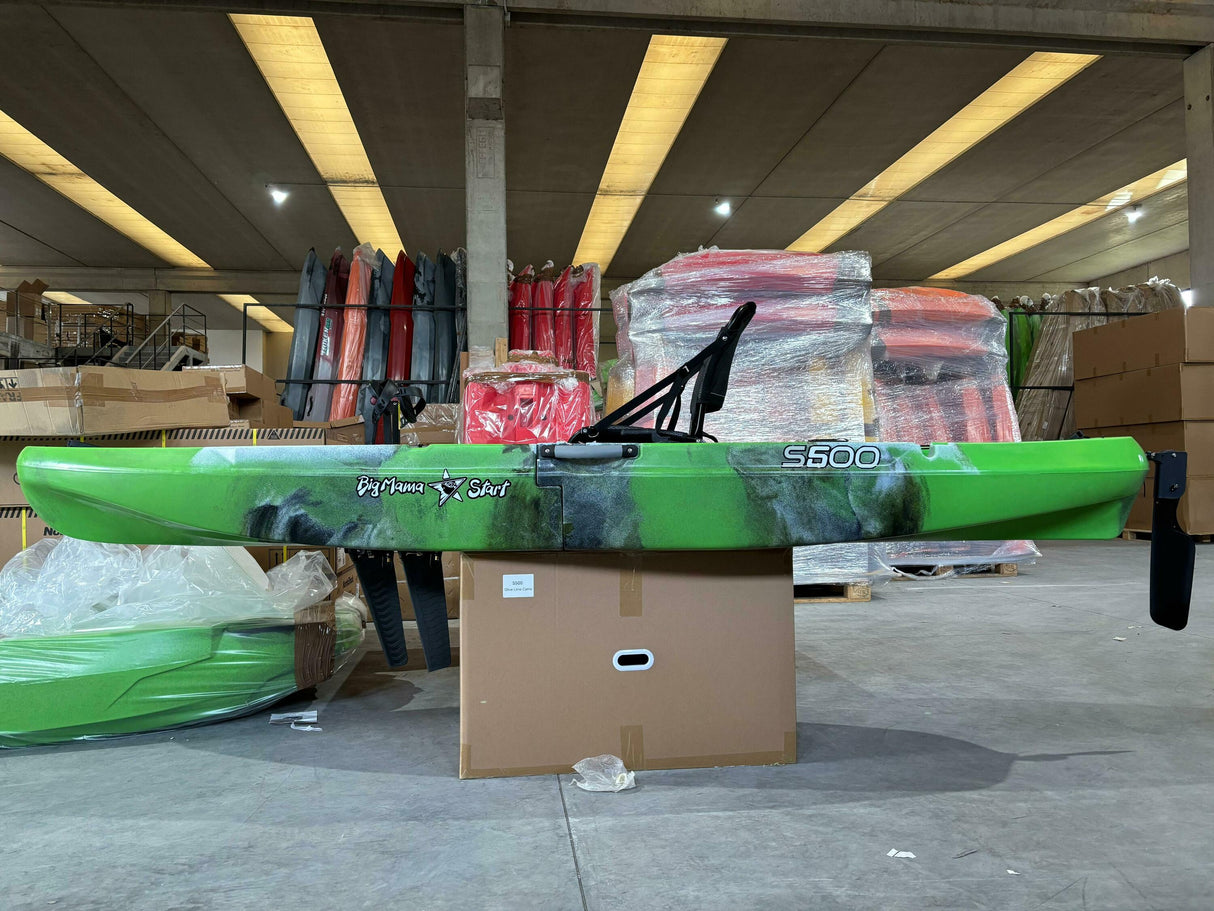 Big Mama S500 fishing con 5 portacanne, modello divisibile, pedali, sedile e timone