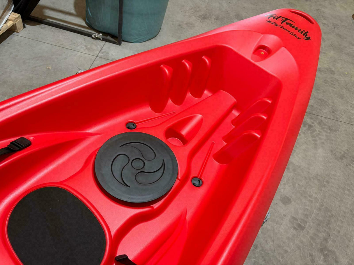 kayak da mare e lago 3 posti modelli GIL FAMILY, inclusi 2 sedili e 2 pagaie e ruote di trasporto col. rosso