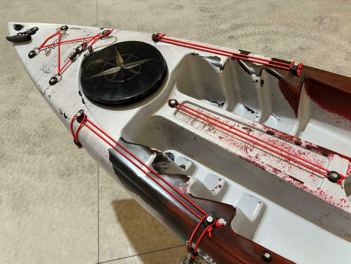 CANOA 1 POSTO SINGOLO ACQUAPRIMA FISHING LIMITED EDITION BIG MAMA KAYAK, MONOPOSTO 310 CM + 3 PORTACANNE + 2 GAVONE + 1 PAGAIA + 1 SEGGIOLINO (FULL PACK) - SNAKE ROSSO