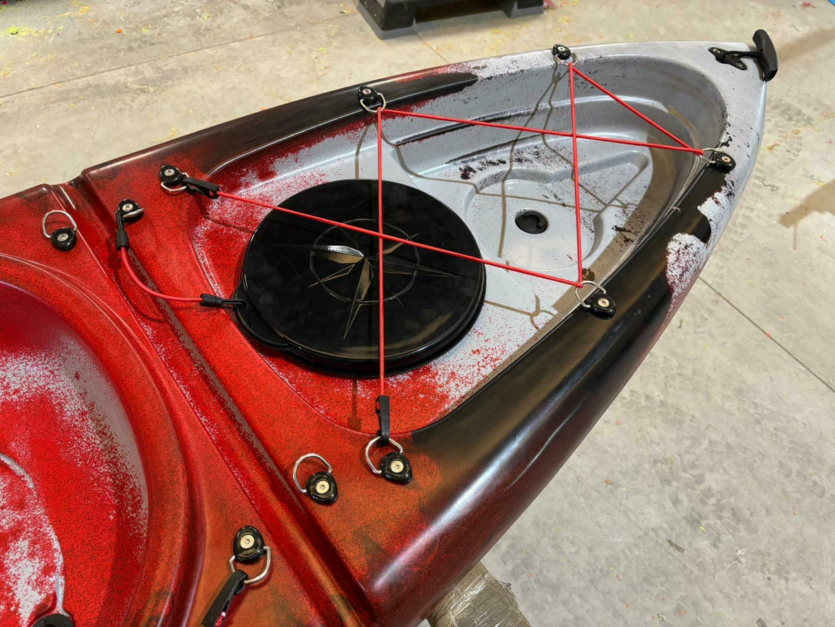 CANOA 1 POSTO SINGOLO ACQUAPRIMA FISHING LIMITED EDITION BIG MAMA KAYAK, MONOPOSTO 310 CM + 3 PORTACANNE + 2 GAVONE + 1 PAGAIA + 1 SEGGIOLINO (FULL PACK) - SNAKE ROSSO