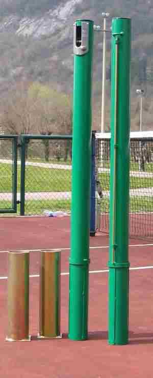At1560/2 Pali Da Tennis Sezione Rotonda Diametro 102 Mm Con Bussole Da Interrare