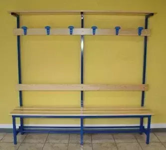 As1732 Panca Spogliatoio Con Seduta, Schienale, Appendiabiti E Pianoborse 2 Metri ( Tubolare Quadro 30 X 30 Mm )