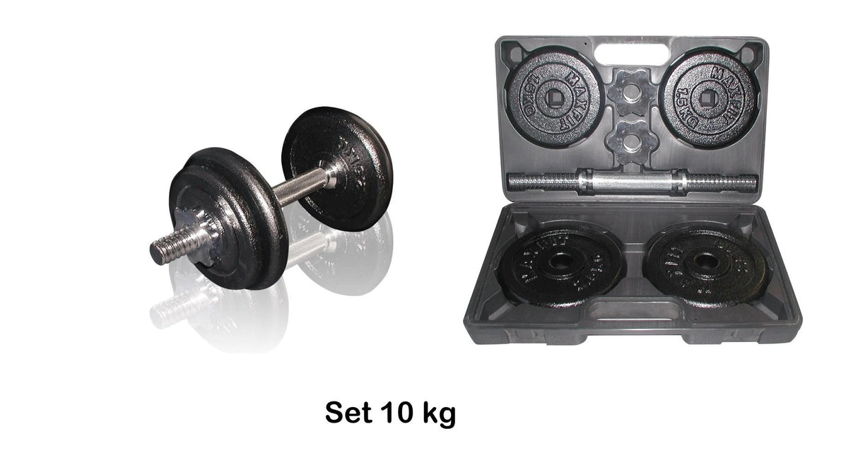 Valigetta Pesi Ghisa 10 KG. (1 Manubrio + Dischi 2x2,5 kg + 2x1,5 kg) COD.VAL-10DGN Linea Toorx