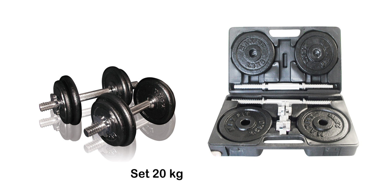Valigetta Pesi Ghisa 20 KG. (2 Manubri + Dischi 4x2,5 kg + 4x1,5 kg) COD.VAL-20DGN Linea Toorx