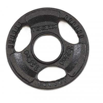 Disco Ghisa Nera - 1,25 kg. Tri Grip Olimpionico Foro Ø 50 mm. Linea Toorx cod. DGN-TG1.25