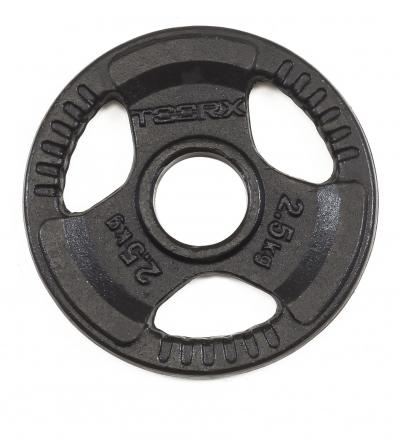 Disco Ghisa Nera - 2,5 kg. Tri Grip Olimpionico Foro Ø 50 mm. Linea Toorx cod. DGN-TG2.5