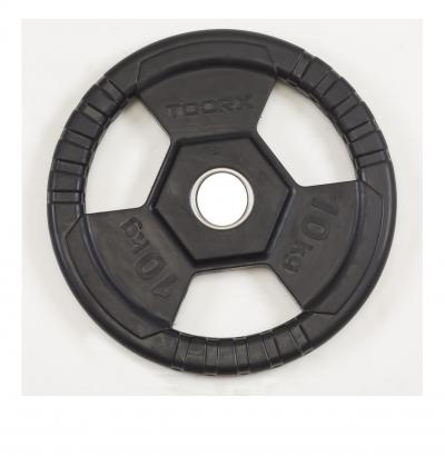 Disco Ghisa Nera - 10 kg. Tri Grip Olimpionico Foro Ø 50 mm. Linea Toorx cod. DGN-TG10