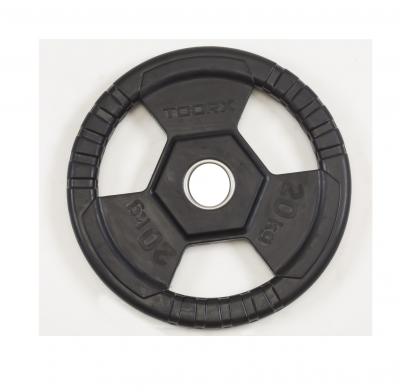 Disco Ghisa Nera - 20 kg. Tri Grip Olimpionico Foro Ø 50 mm. Linea Toorx cod. DGN-TG20