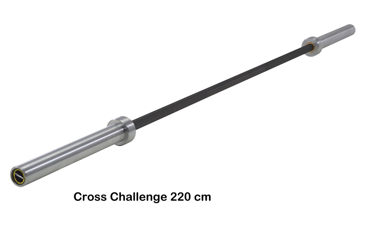 CROSS CHALLENGE 450 - Bilanciere Olimpionico 220 cm. Brunito e Cromato - Carico Max 450 kg. Linea Toorx cod. BO-450