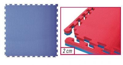 Tatami ad Incastro 100x100x2 cm. con 4 Bordi Rosso-Blu Linea Toorx MAT02-100
