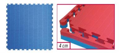 Tatami ad Incastro 100x100x4 cm. con 4 Bordi Rosso-Blu Linea Toorx MAT04-100