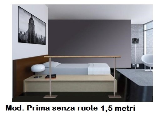 Sbarra Danza Mod.prima Senza Ruote - Base In Acciaio Mobile Con 1 Sbarra In Legno Da 1,5 M Cod.30591322 Dinamica Ballet